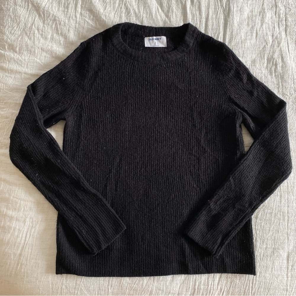 Old Navy Black Crew Sweater Ribbed Small